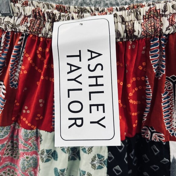Ashley Taylor Patchwork Skirt Womens One‎ Size Red Boho Hippie Drawstring Cotton - Picture 7 of 10